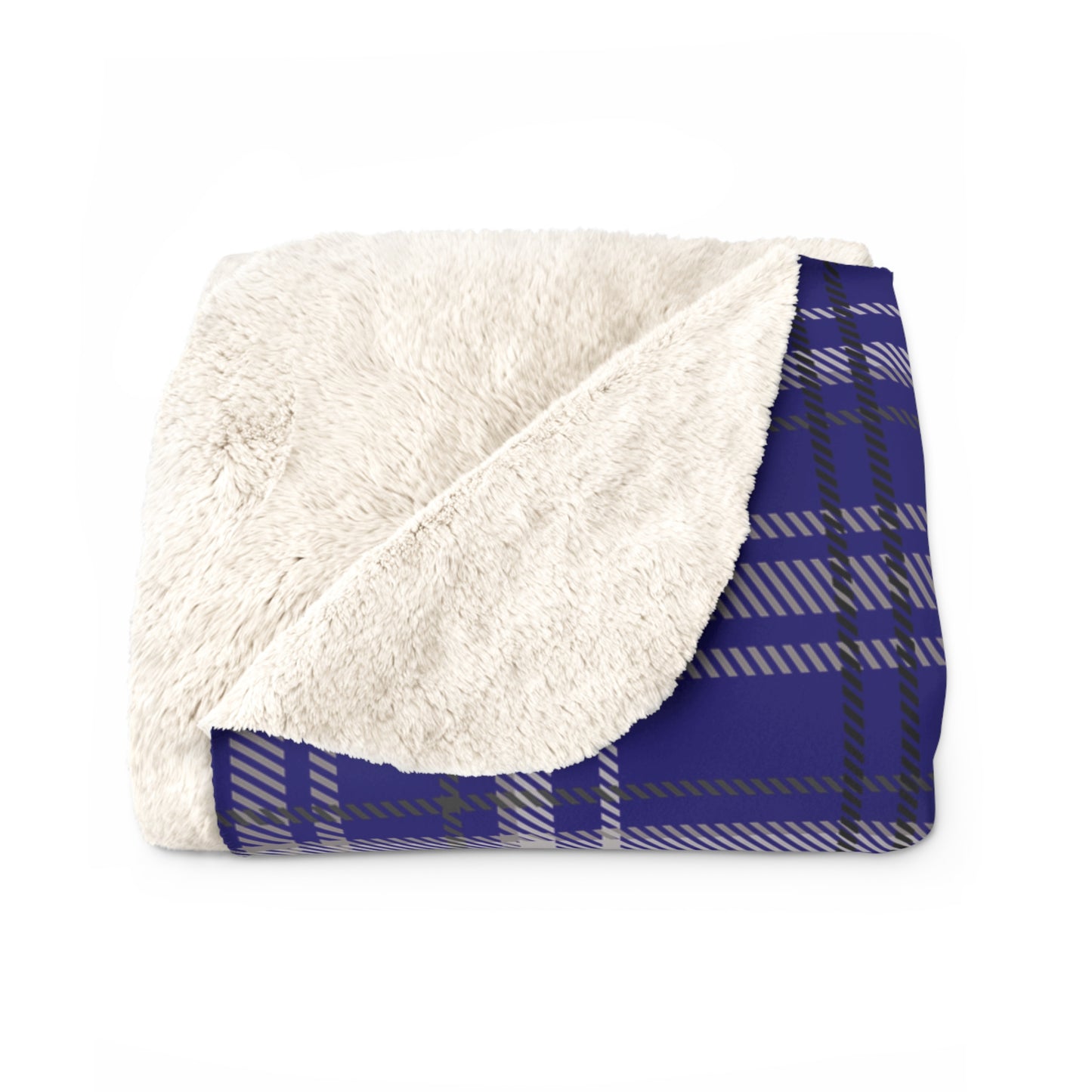 Blue Plaid Sherpa Fleece Blanket