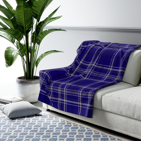 Blue Plaid Sherpa Fleece Blanket