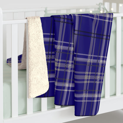 Blue Plaid Sherpa Fleece Blanket