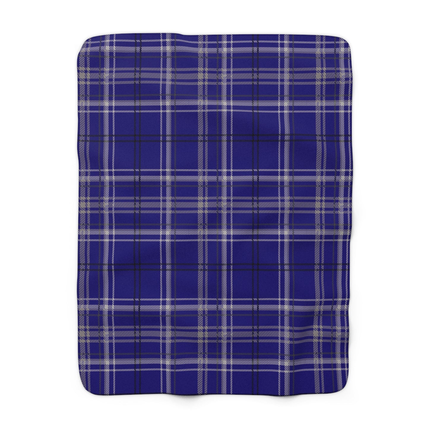 Blue Plaid Sherpa Fleece Blanket