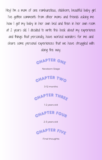 From cranky to cozy eBook Index Page - transforming your baby's sleep schedule. helpful story and guide to get your children sleeping in their own beds