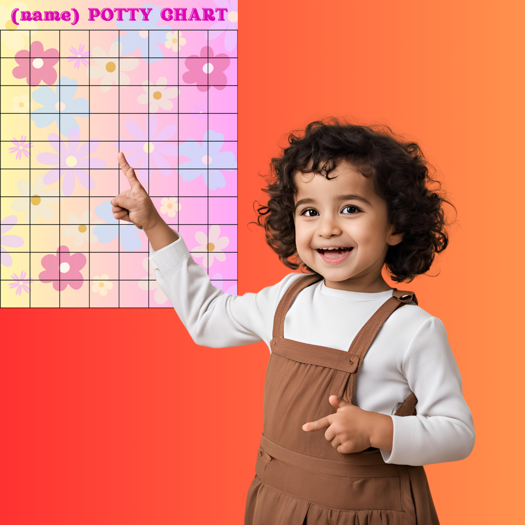 Kids Potty Chart for potty training - reward incentive for potty training success! Floral design