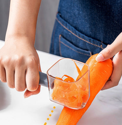 This innovative kitchen peeler has a cup attached to the top so no more peels flying all over your kitchen! 