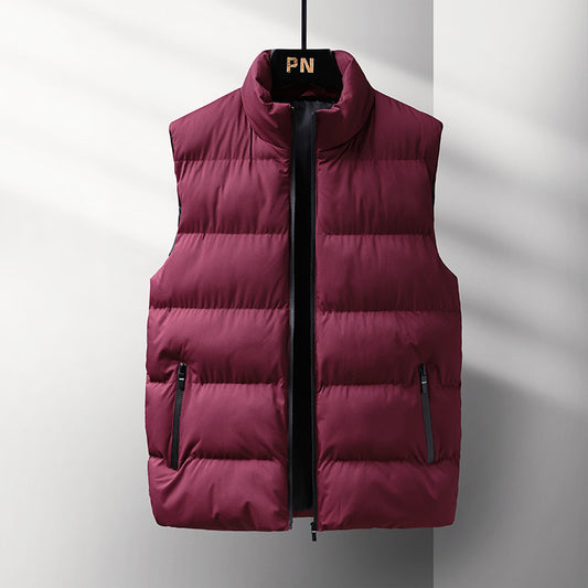 Men's Puffer Vest in wine red. An essential item for the fall and winter seasons. Pair with any sweater or long sleeve for a versatile casual to styled look. - wine red