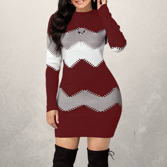 Elevate your fall and winter styles with our Women's Bodycon Sweater Dress in Red. Horizontal striped design to create a flattering design while your showing off your silhouette. Embrace your curves and make a statement with this piece!